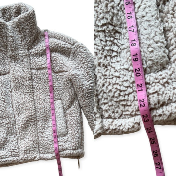 ABERCROMBIE & FITCH Cinched Cocoon Sherpa Fleece Faux Fur Jacket Beige XXS XS - Picture 11 of 13